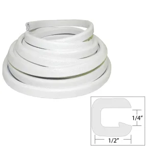 TACO Flexible Vinyl Trim - 1/4" Opening x 1/2"W x 25'L - White