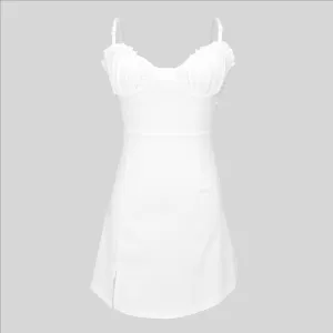 Tulip Corset Style Side Slit White Mini Dress