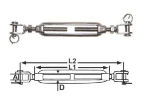 TURNBUCKLES - JAW & JAW STAINLESS STEEL - 5mm