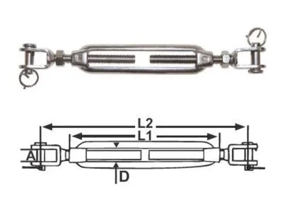 TURNBUCKLES - JAW & JAW STAINLESS STEEL - 5mm