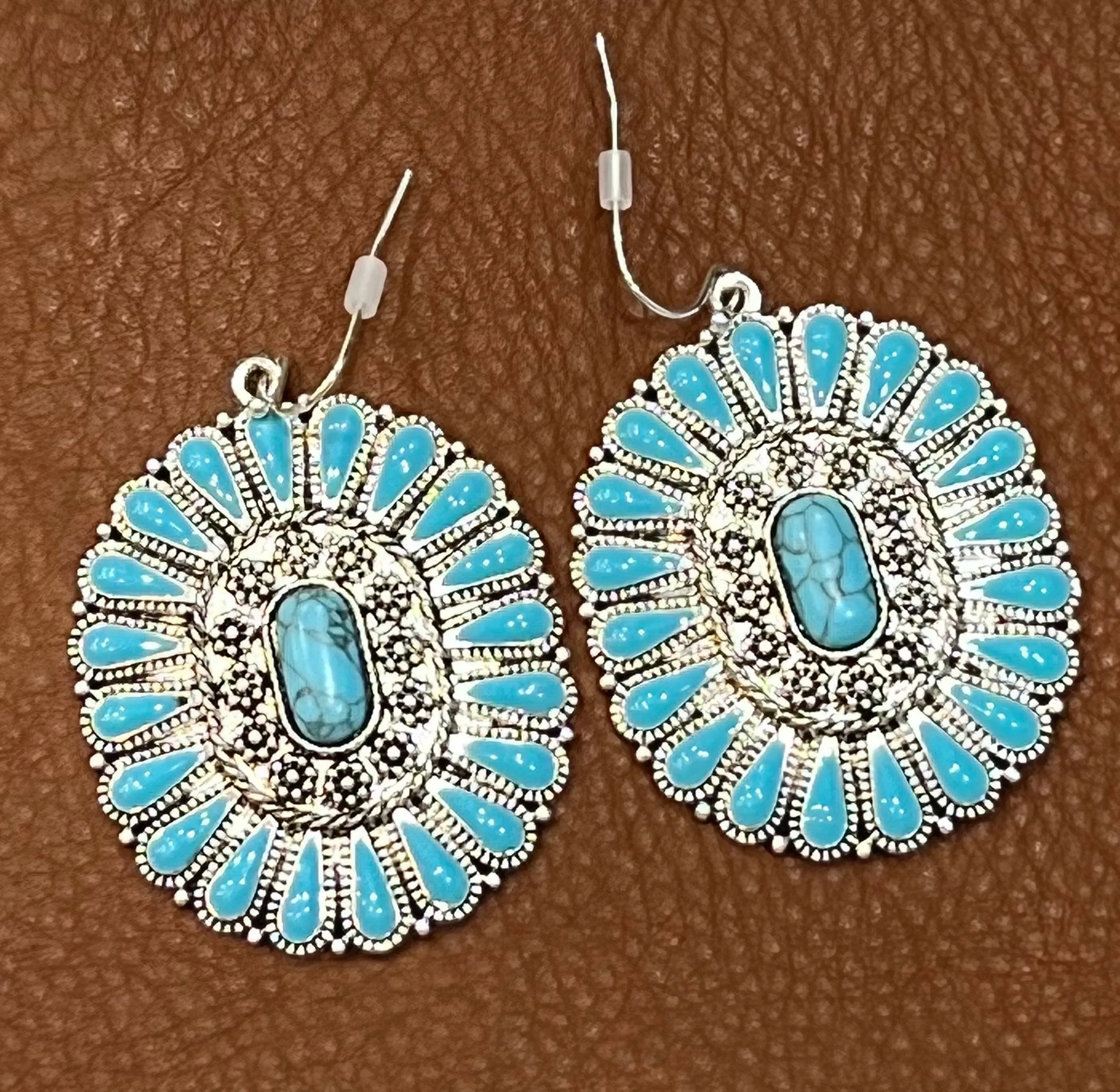 Turquoise Concho Earrings