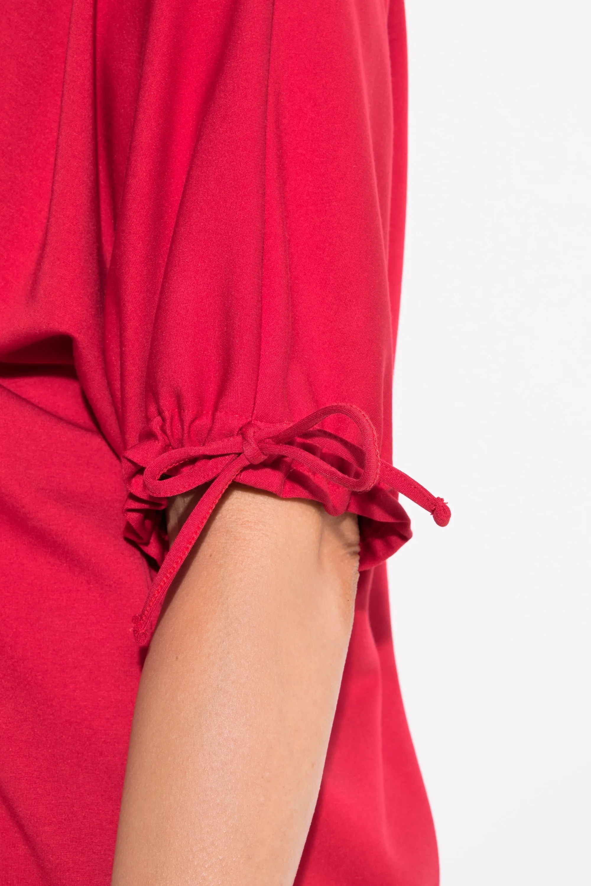 Ulla Popken Tie Sleeve Top in Red