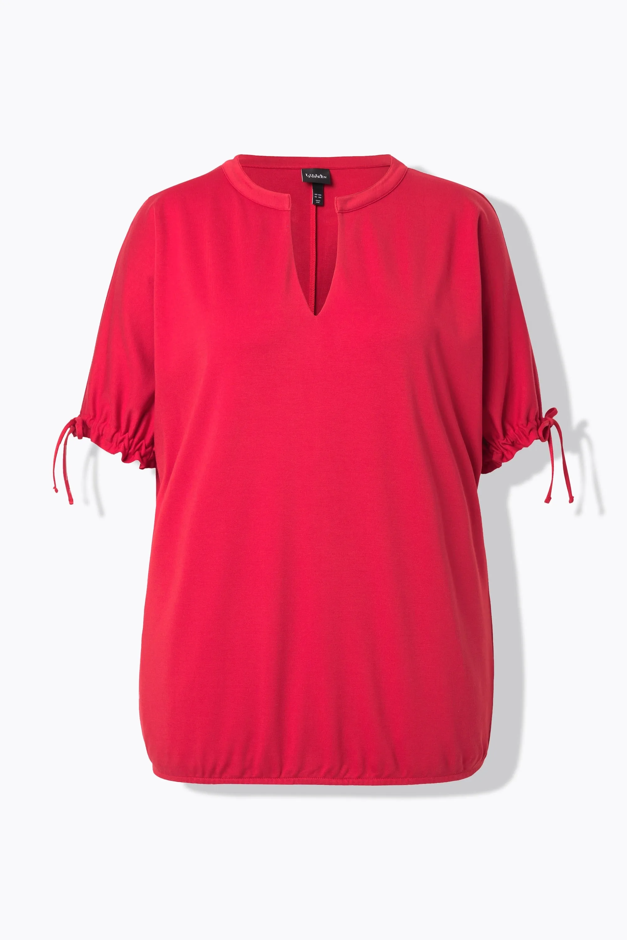 Ulla Popken Tie Sleeve Top in Red