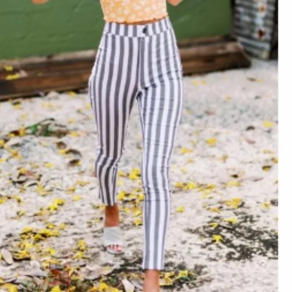 Urban outfitters stripped linen stretchy pants