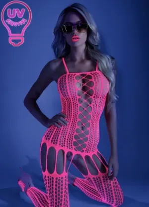 UV Honeycomb Bodystocking Pink
