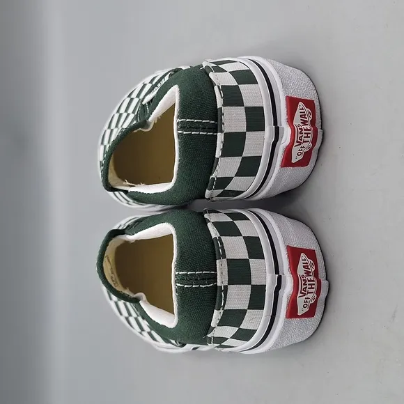 Vans Classic Slip-On Checkerboard Duck Green Kids Boys Size 13