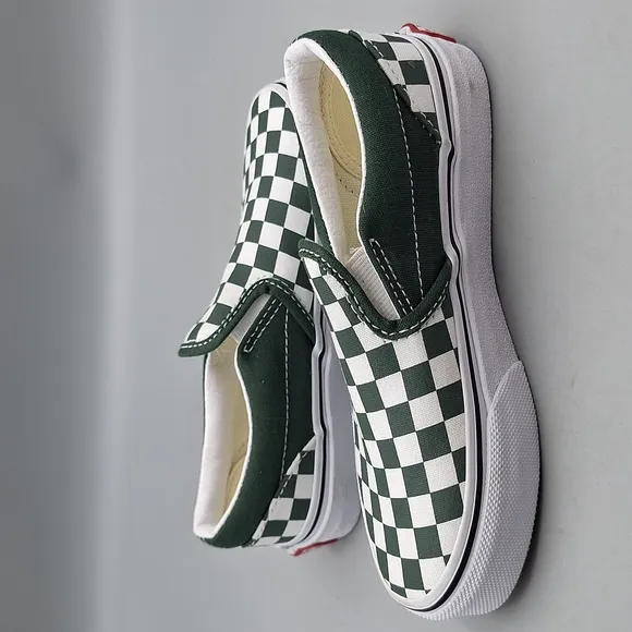 Vans Classic Slip-On Checkerboard Duck Green Kids Boys Size 13