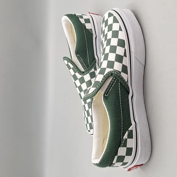 Vans Classic Slip-On Checkerboard Duck Green Kids Boys Size 13