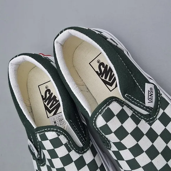Vans Classic Slip-On Checkerboard Duck Green Kids Boys Size 13