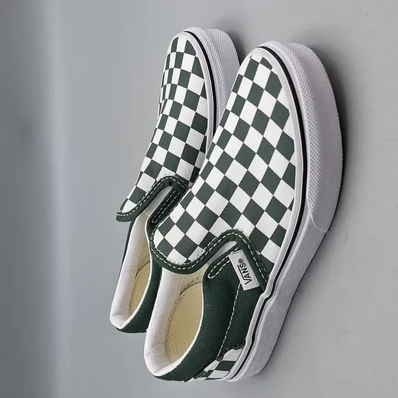Vans Classic Slip-On Checkerboard Duck Green Kids Boys Size 13