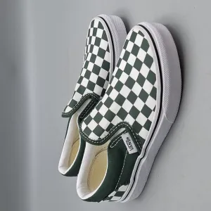 Vans Classic Slip-On Checkerboard Duck Green Kids Boys Size 13