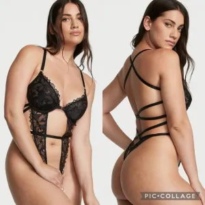 Victoria’s Secret Floral Embroidery Unlined Crotchless Teddy