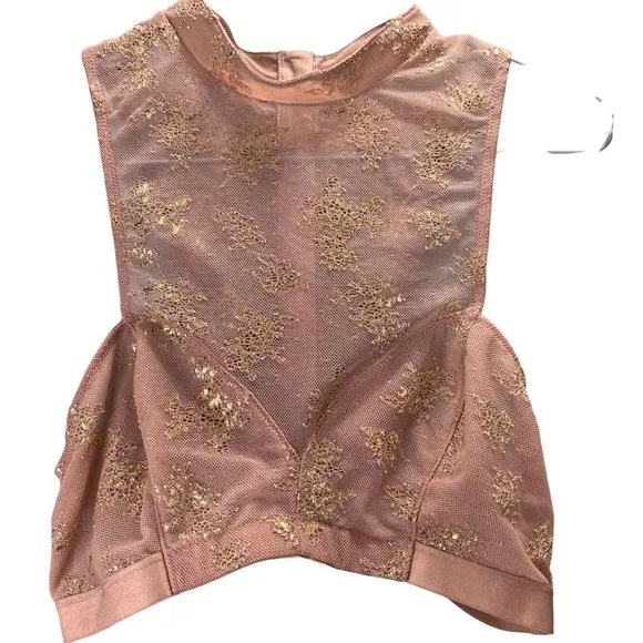 Victorias Secret Very Sexy Bralette sz XL High Neck Strappy Sides Zip Dusty Rose