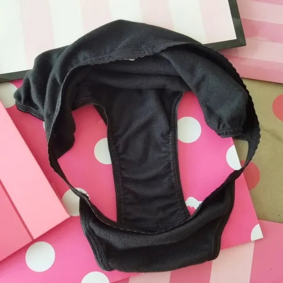 Victoria's Secret Vintage Strappy String Bikini Panty Black NWT Soft Cotton Logo