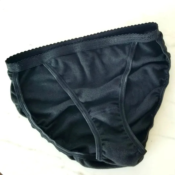 Victoria's Secret Vintage Strappy String Bikini Panty Black NWT Soft Cotton Logo