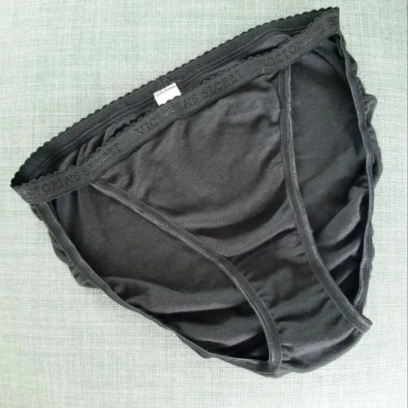 Victoria's Secret Vintage Strappy String Bikini Panty Black NWT Soft Cotton Logo