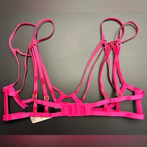 VS VICTORIA’S SECRET *NWT* VERY SEXYShine Strappy Open-Cup Triangle Bra XS Pink