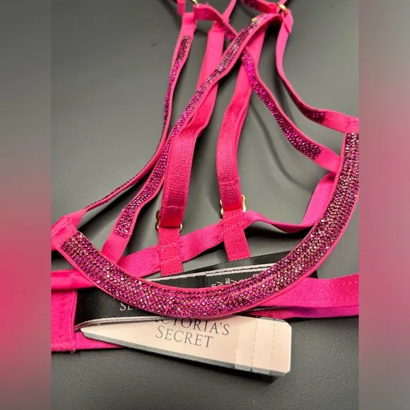 VS VICTORIA’S SECRET *NWT* VERY SEXYShine Strappy Open-Cup Triangle Bra XS Pink