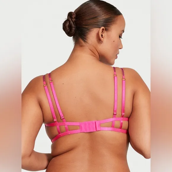 VS VICTORIA’S SECRET *NWT* VERY SEXYShine Strappy Open-Cup Triangle Bra XS Pink
