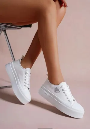 White Platform Canvas Sneakers