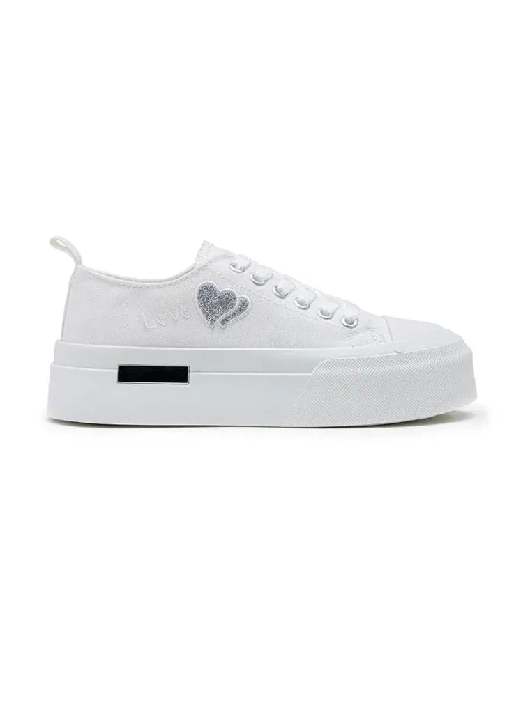 White Platform Canvas Sneakers