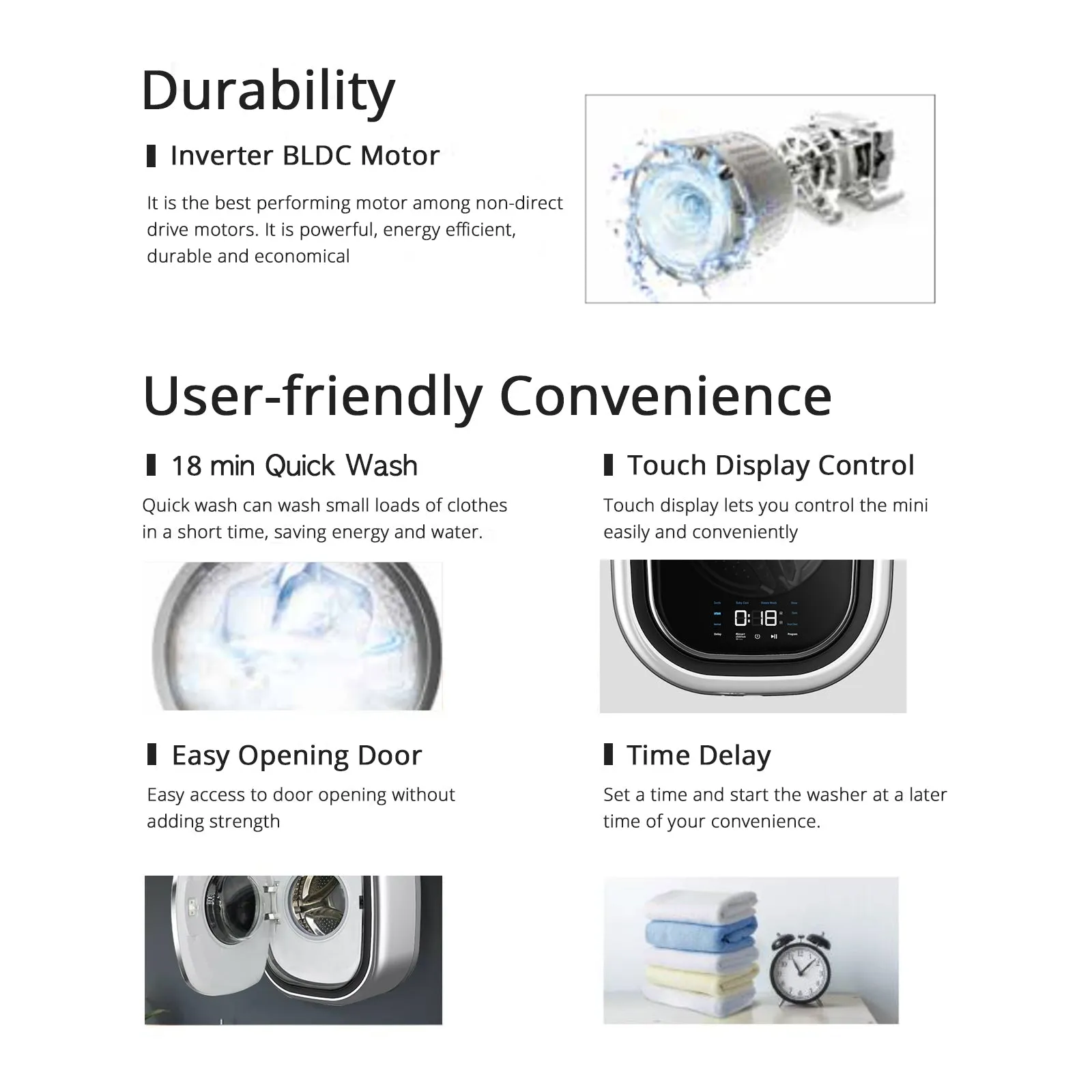 WNP Mini Wall Mounted Washing Machine 2.5KG - WHITE or SILVER