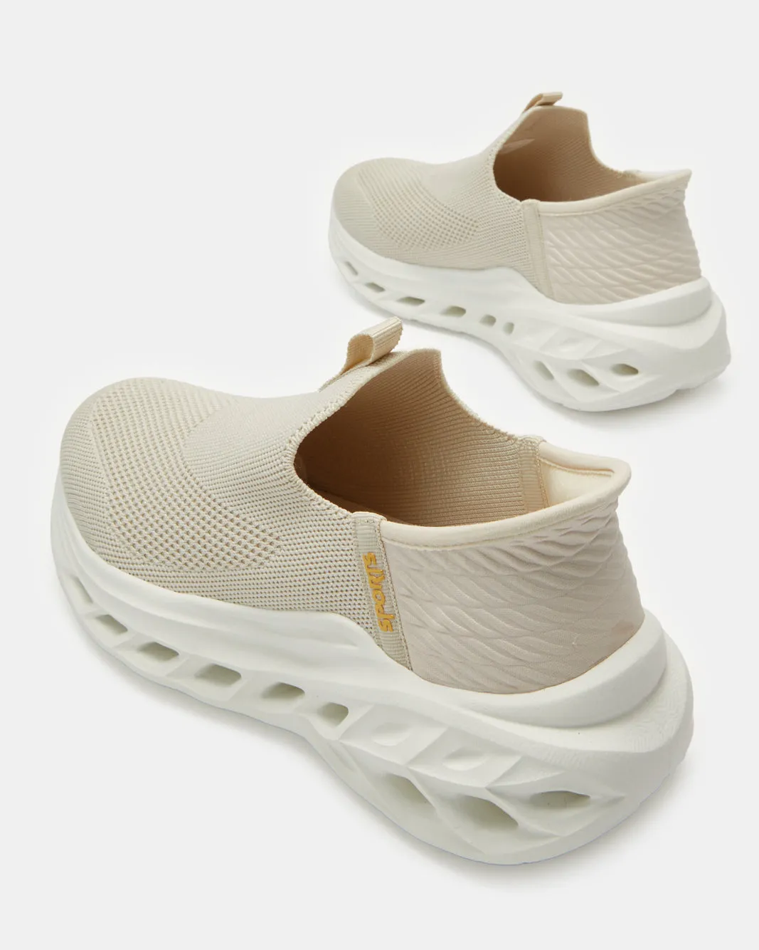 Women Cream Slip-On Sneakers