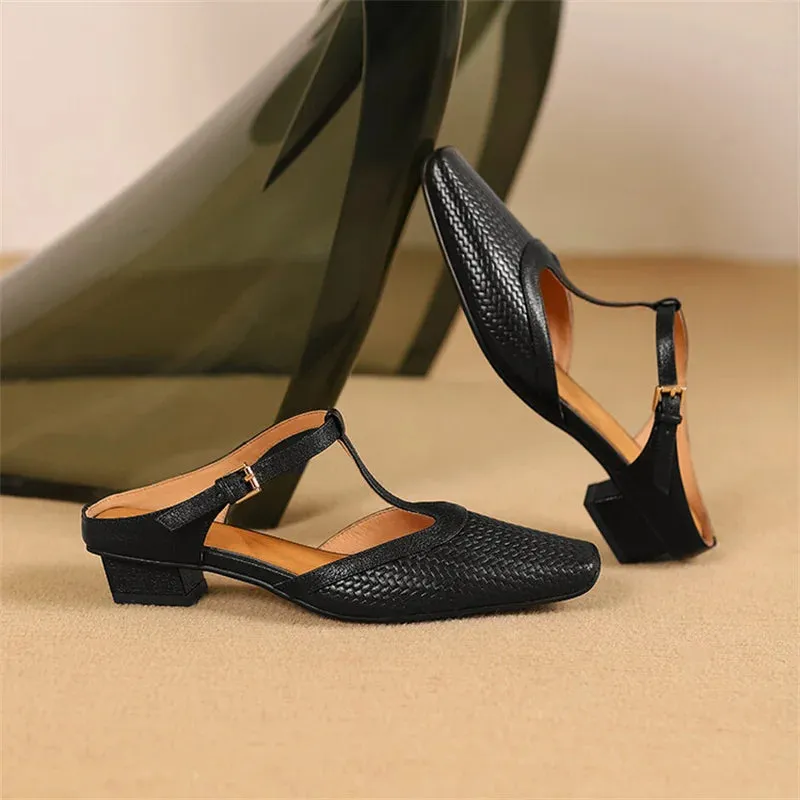 Woven Design Sandals T Strap