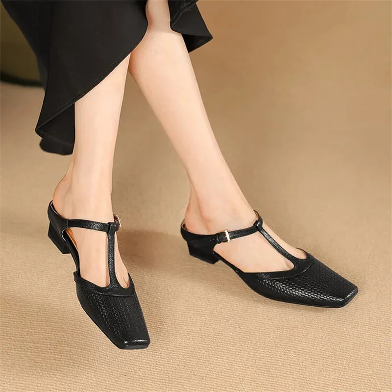 Woven Design Sandals T Strap