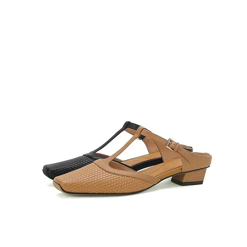 Woven Design Sandals T Strap