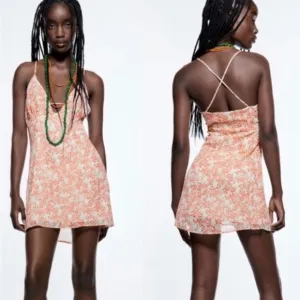 Zara  NWT  Womens Floral Strappy Mini Dress