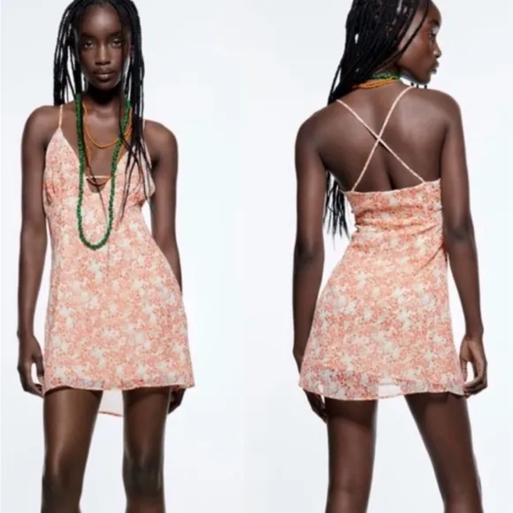 Zara  NWT  Womens Floral Strappy Mini Dress
